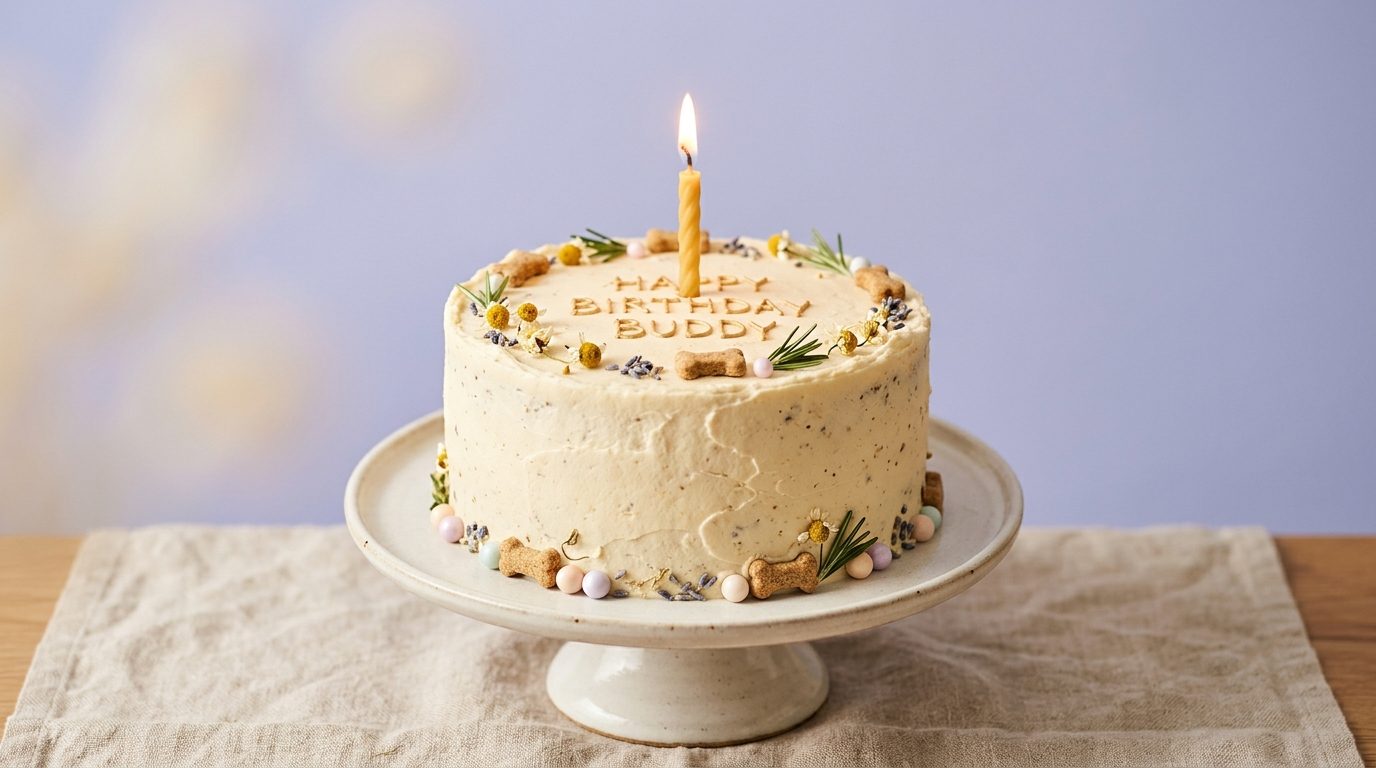 Custom pet-safe birthday cake decorated for a dog