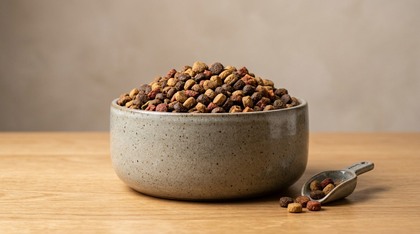 Bowl of premium dry dog food from Hill's Science Diet and Royal Canin